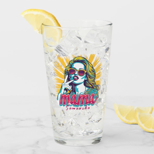 Copo De Pint Personalizado Retro Mama Pop Art (5) (Gelo frontal)
