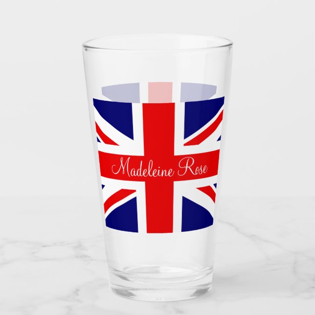 Copo De Pint Personalizar com um Nome de Bandeira Nacional Brit (Frente)