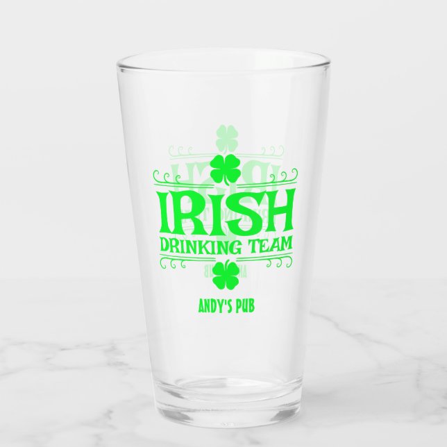 Copo De Pint Personalizar, Equipe de Bebedores Irlandeses, Sort (Verso)