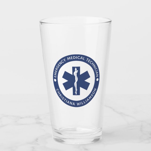 Copo De Pint Personalizar símbolo EMT - Técnico médico de emerg (Frente)