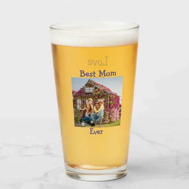 Copo De Pint Personalize a melhor taça de vidro da mamãe (Frente (Preenchido))