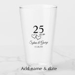 Copo De Pint Personalized 25th Anniversary Gift Elegant Modern<br><div class="desc">Create a beautiful unique custom wedding anniversary keepsake by adding the couple's names to this glass. My original designer intertwined hearts accent the modern simple script, "25 Years". Personalize this stylish gift with the couple's name written in modern stylish typography. You can also add the anniversary date if you please....</div>