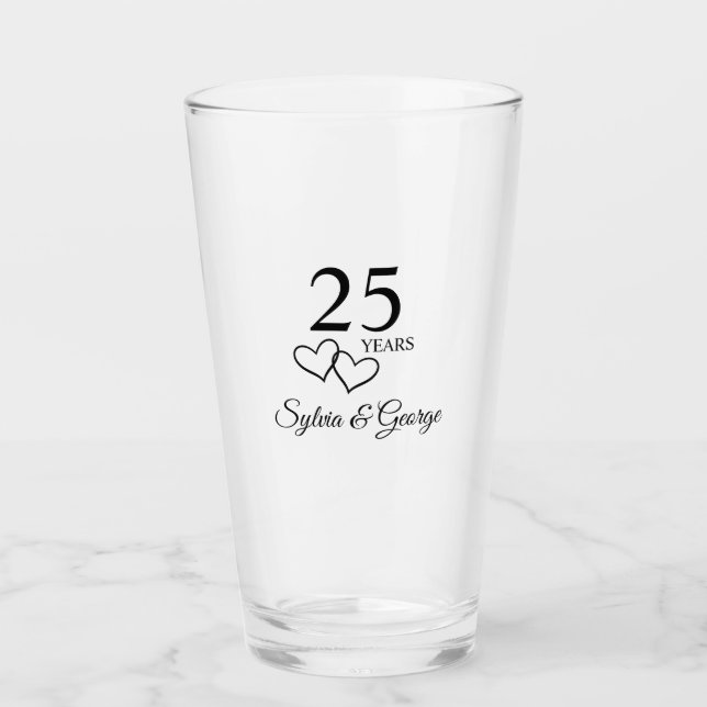 Copo De Pint Personalized 25th Anniversary Gift Stylish Heart (Frente)