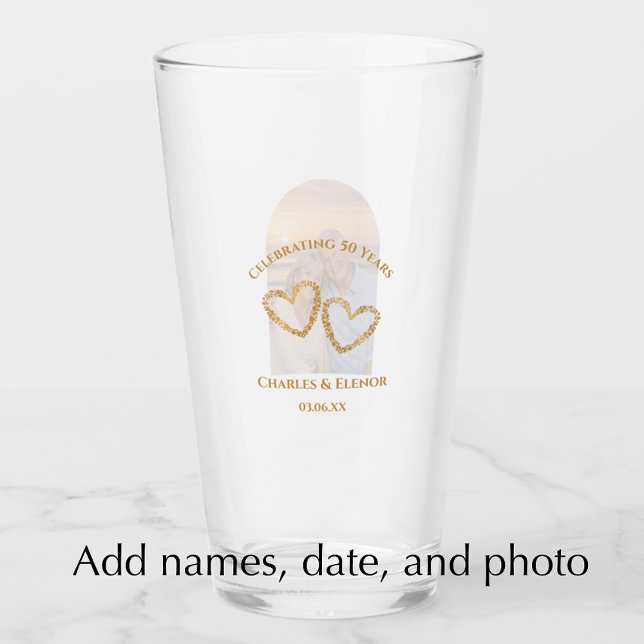 Copo De Pint Personalized Photo Keepsake 50th Anniversary Gift (Personalize this photo keepsake glass. Custom golden 50th wedding anniversary gift.
)
