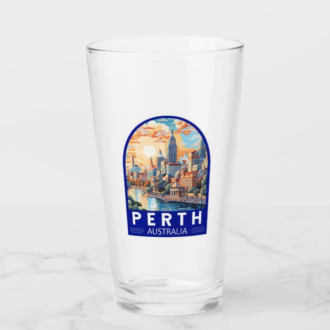 Copo De Pint Perth Austrália - Viagem Art Vintage (Frente)