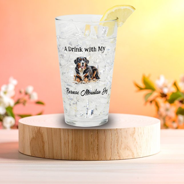 Copo De Pint Pet Bernese Watercolor Personalize (Elegant Personalized Glass,)