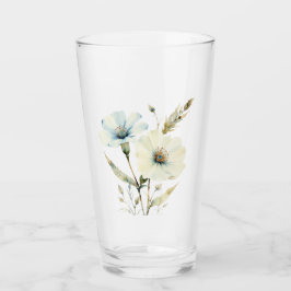Copo De Pint Pétalas Sussurrantes: Flor de Azul Suave e Creme