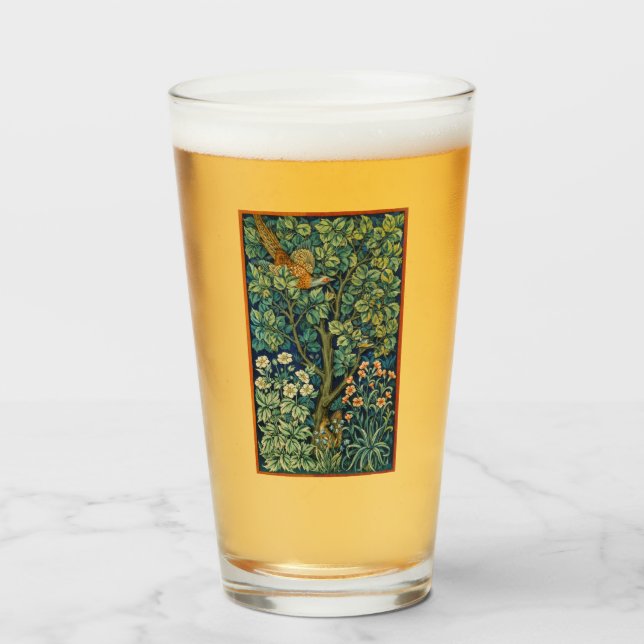Copo De Pint Pheasant Bird em uma árvore (por William Morris) (Frente (Preenchido))