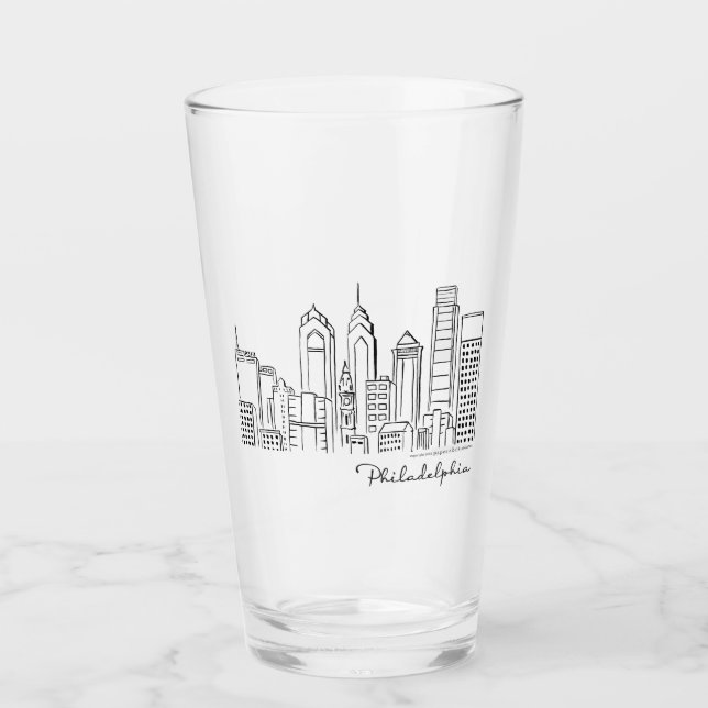 Copo De Pint Philadelphia Skyline Glass Tumbler (Frente)