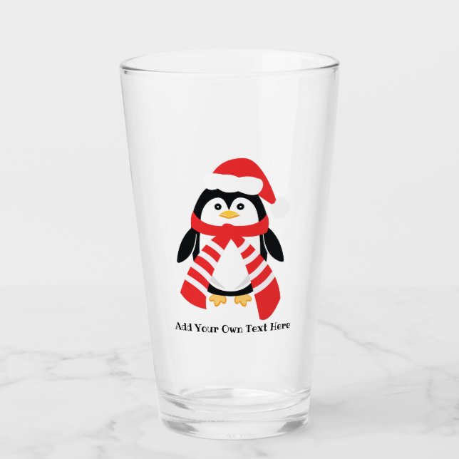 Copo De Pint Pinguim bonito do Natal (Frente)