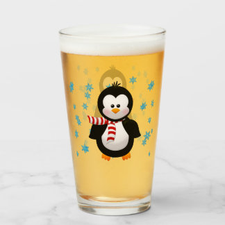 Copo De Pint Pinguim bonito & flocos de neve
