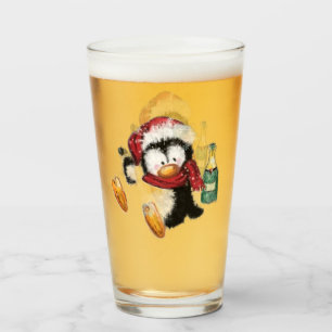 Copo De Pint Pinguim de Natal Óculos de Vidro Divertidos