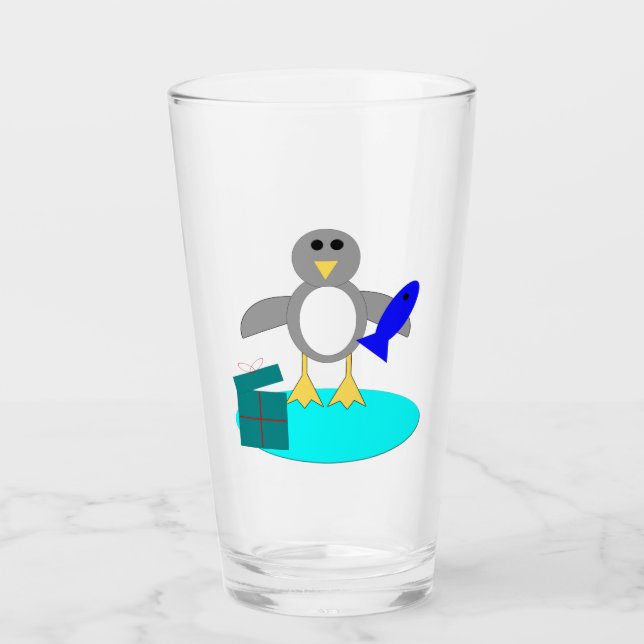 Copo De Pint Pinguim de Pesca Feliz de Natal (Frente)