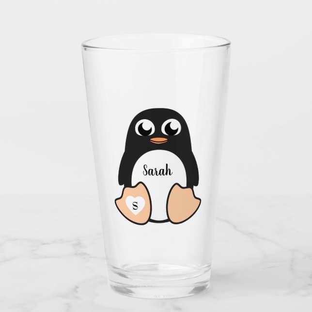 Copo De Pint Pinguim Doce Com Seu Nome (Frente)