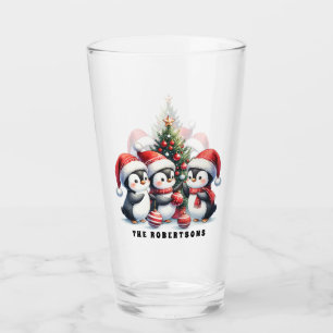 Copo De Pint Pinguins bonitos em Santa Chapéu Personalizados no