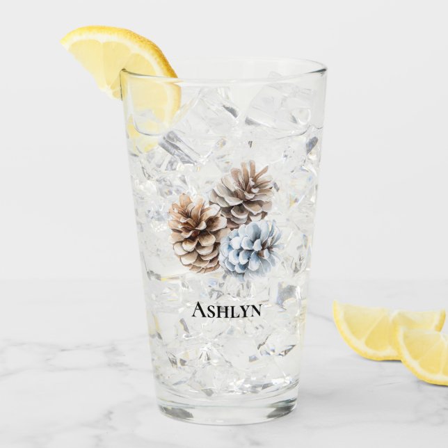 Copo De Pint Pinho Branco Azul Cones Natal (Gelo frontal)