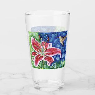 Copo De Pint Pintor Hummingbird e Stargazer Lily