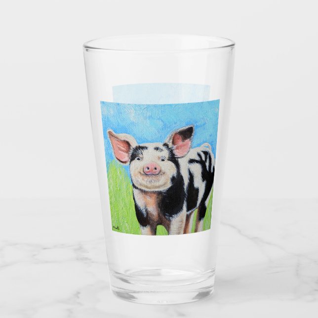 Copo De Pint Pintura de Porco Feliz (Frente)