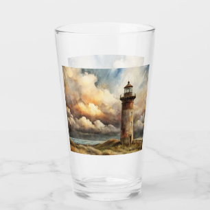 Copo De Pint Pintura em Aquarela de Farol na Costa