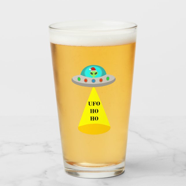Copo De Pint Pires voadoras de Alienígena de Ho Ho de Natal (Frente (Preenchido))