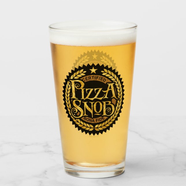 Copo De Pint Pizza Snob - amante de pizza engraçado (Frente (Preenchido))