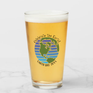 Copo De Pint Planeta de Mapa Verde Azul do Dia da Terra