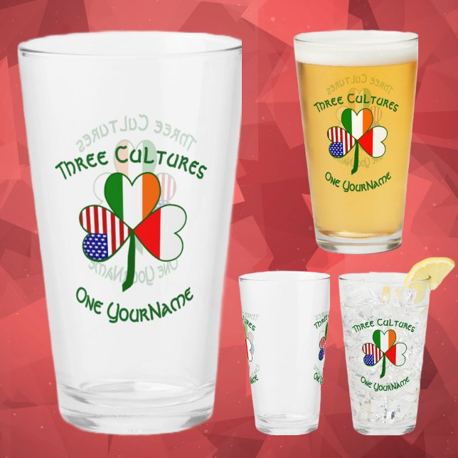 Copo De Pint Polonês Irish American Flags Shamrock Personalizad (Criador carregado)
