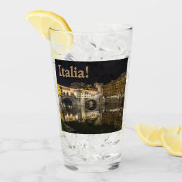 Copo De Pint Ponte Vecchio Noite Cena Refletindo Rio Arno