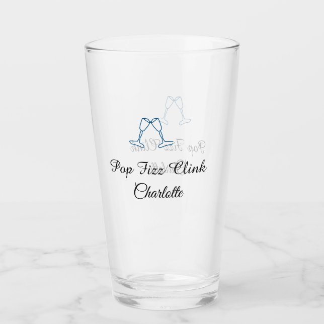 Copo De Pint Pop fizz clink blue champagne bottle new year (Frente)