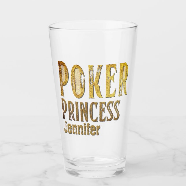 Copo De Pint Pôquer princesa dourada personalizável (Frente)