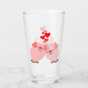 Copo De Pint Porcos bonitos dos desenhos animados no amor