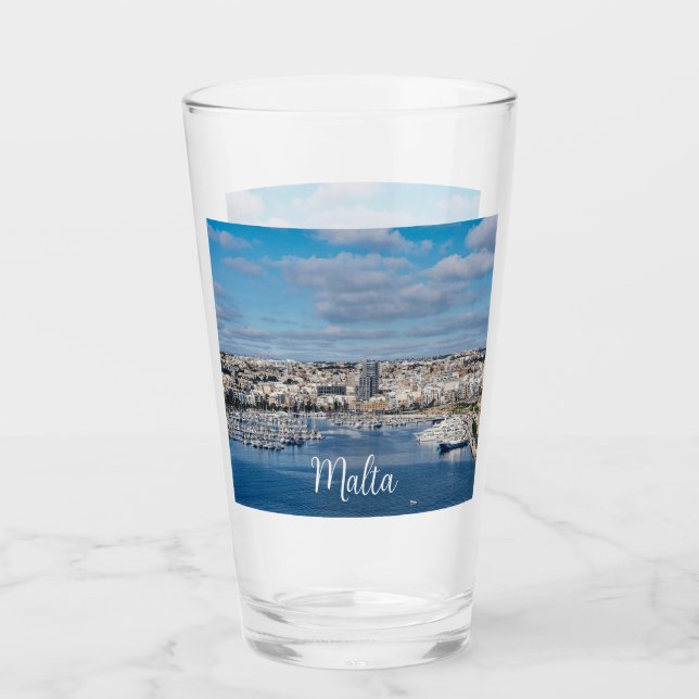Copo De Pint Porto de Sliema com edifícios modernos e barcos (Frente)