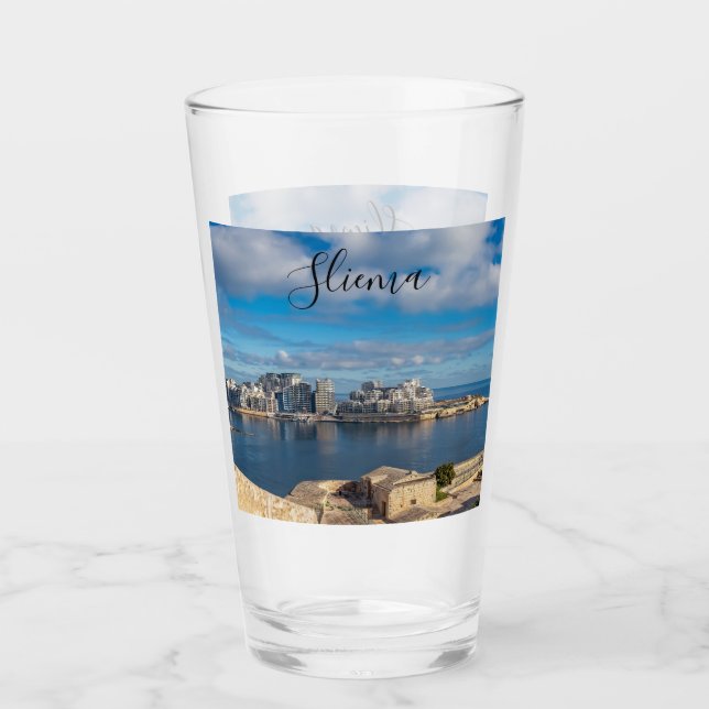 Copo De Pint Porto de Sliema e arranha-céus em Malta (Frente)