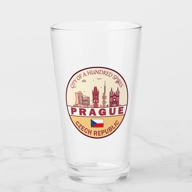 Copo De Pint Praga Cidade da República Checa Skyline Emblem (Frente)