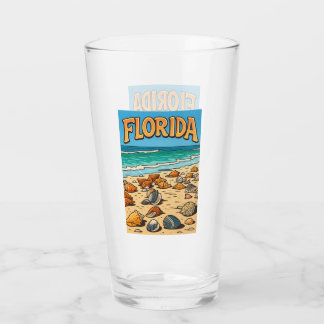 Copo De Pint "Praia da Flórida" Vidro Frente e Verso