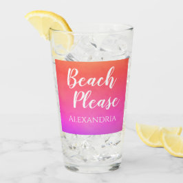 Copo De Pint Praia Personalizada Por Favor Laranja Rosa Ombre
