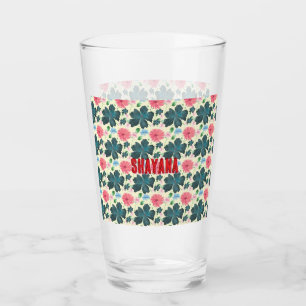 Copo De Pint Presente com padrão floral em aquarela personaliza