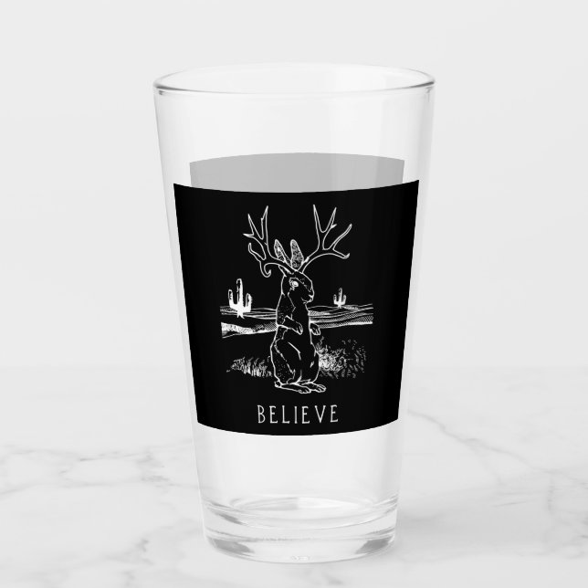 Copo De Pint Presente de coelho| Acredite em Jackalope (Frente)