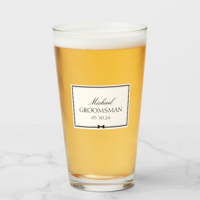 Copo De Pint Presente de Festa de casamento Bowtie do Padrinho  (Frente (Preenchido))