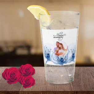 Copo De Pint Presente de Floral Romântico de 8º Aniversário de