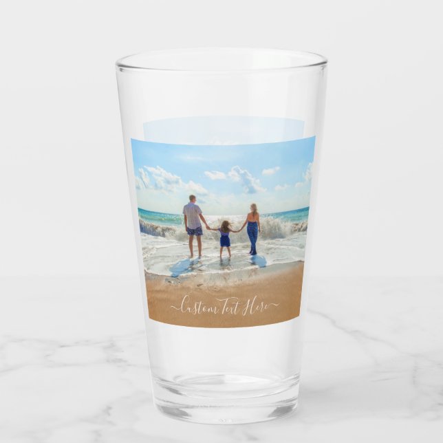 Copo De Pint Presente de Vidro com Foto Personalizada com Nome  (Verso)