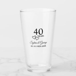 Copo De Pint Presente Personalizado de 40º Aniversário Elegante
