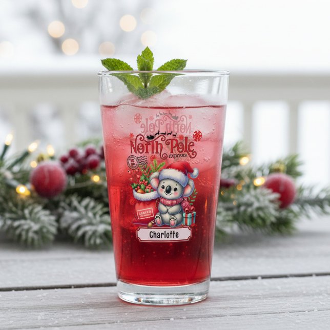 Copo De Pint Presente Personalizado de Natal Koala Nome (Criador carregado)