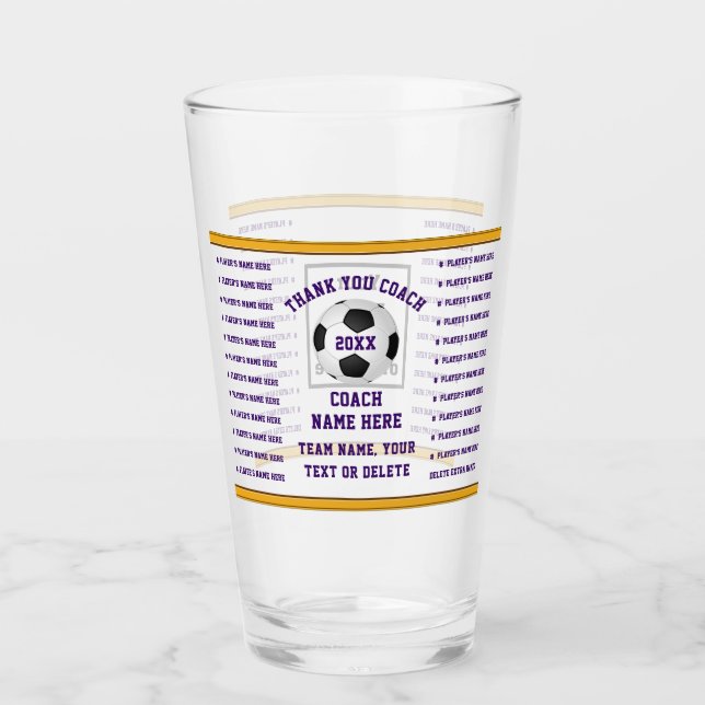 Copo De Pint Presentes para Treinadores de Futebol, Personaliza (Frente)