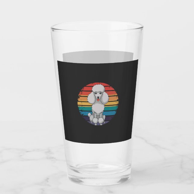 Copo De Pint Presentes Retro de Cão Amante de Poodle para Homen (Frente)