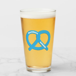 Copo De Pint Pretzel Azul e Branco Brezel Engraçado Oktoberfest