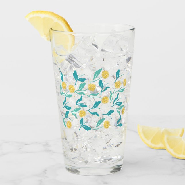 Copo De Pint Primavera Dandelion Flores e Folhas Design (Gelo frontal)