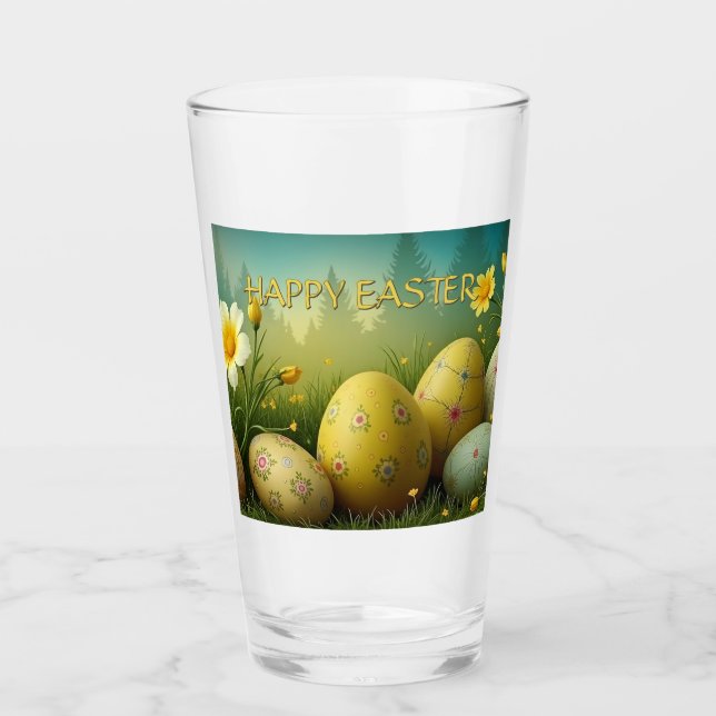 Copo De Pint Primavera Magia com Ovos de Páscoa num Mar de Flor (Frente)