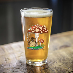 Copo De Pint Primavera Rain Chá Coruja Cogumelo