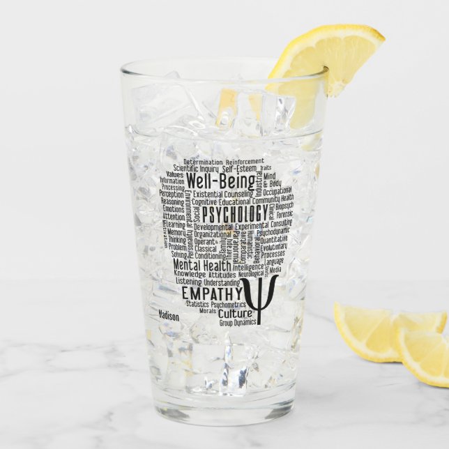 Copo De Pint PSYCHOLOGY Nome personalizado da Nuvem do Word (Gelo traseiro)